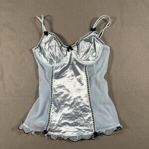 Bustier Top Blue Satin Lace Fairy Y2K Vintage